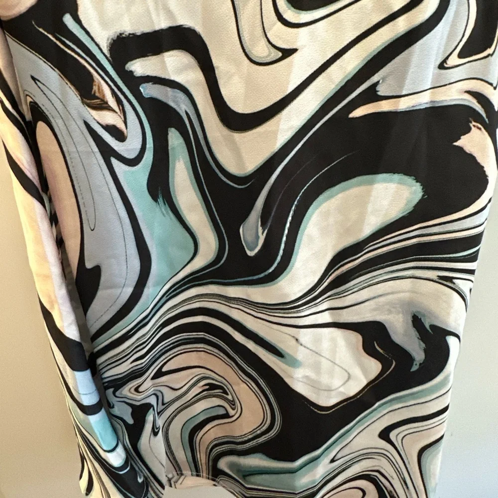 The Fifth Label Swirl Print Midi Skirt - Black, White, Blue - Picture 2 of 4